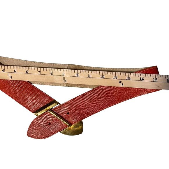 Vintage Callison Red Leather Belt Gold Tone Buckle Women's Large Retro USA Made - Picture 7 of 8